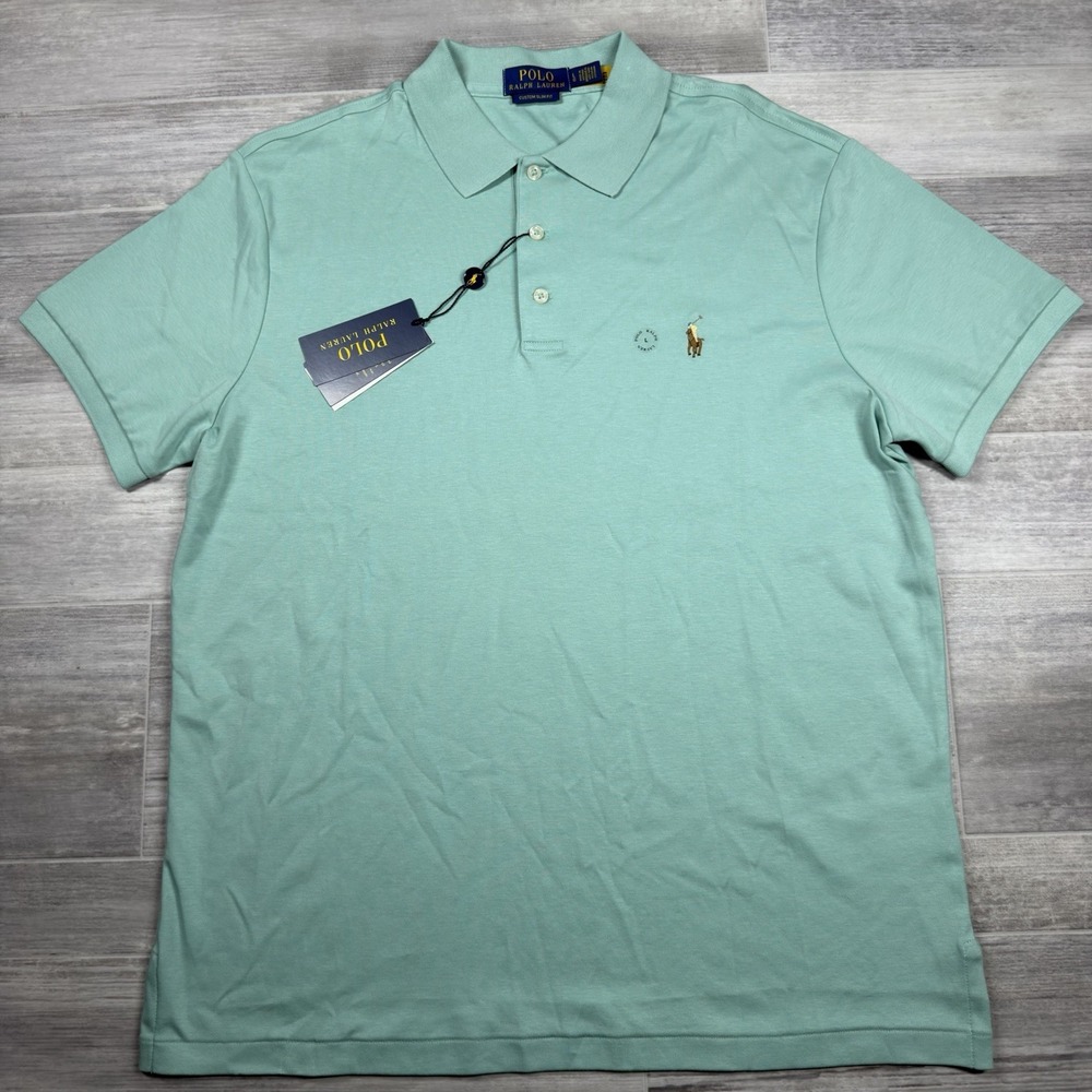 $118 Polo Ralph Lauren Men's Polo Shirt Large Slim Fit Short Sleeve Casual Green - Picture 2 of 9